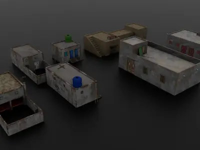 Village Houses Collection Low-poly 3D model