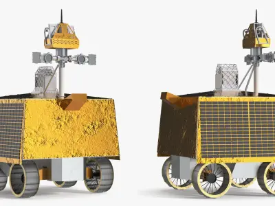  Autonomous Lunar Rover with Solar Panels Rigged 