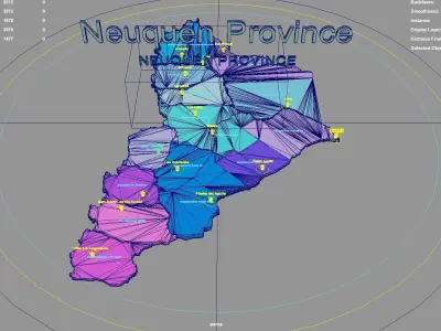 Neuquen Province  Argentina map region geography political 3D model