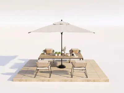 Residential Backyard Patio Dining 3D Model Pack Low-poly 3D model