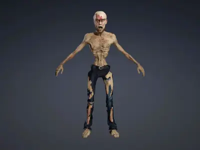 Zombie Mutant Undead -  Rigged and Blendshapes Low-poly 3D model