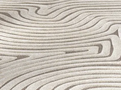 Cream Beige Abstract Swirl Textured Rug 3D model