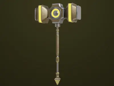 Sci Fi Battle Hammer05 All PBR Unity UE Textures Included Low-poly 3D model