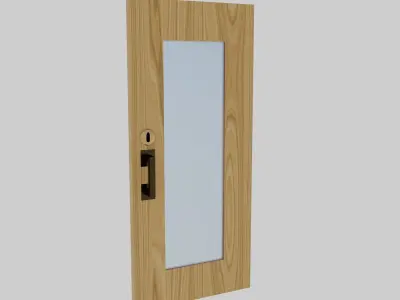 Wooden and Glass door brass finishing  3D model