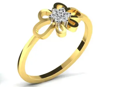 Light Weight Yellow Gold Diamond Ring  -DR-6262 3D print model