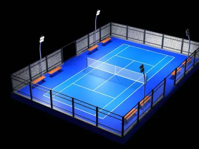Tennis court A1 Low-poly 3D model