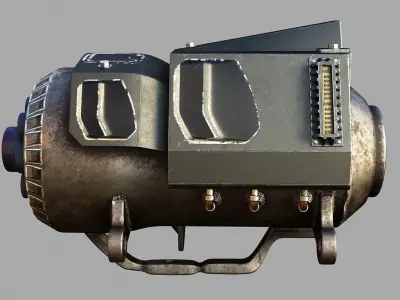 Sci-fi big gun for robot mecha Low-poly 3D model