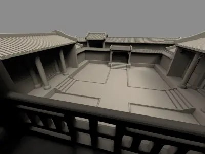 Chinese style building courtyard Free 3D print model