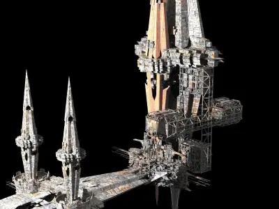 Sci fi Core crystal Shard Rocks Tide Kitbash  Low-poly 3D model