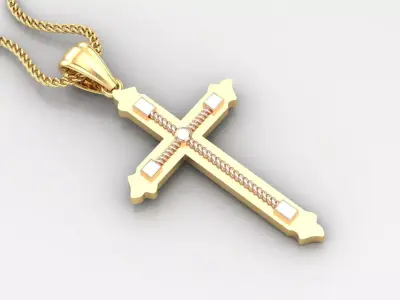 High Cross Pendant Light Gold 18K 4CP067 3D print model