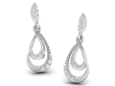 Gold Diamond Women Earring 3D print Model 3D print model 104