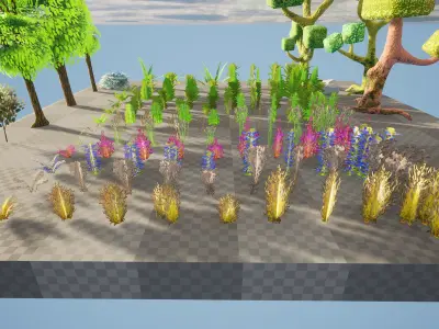 Stylized Nature Pack 140 Variations Low-poly 3D model