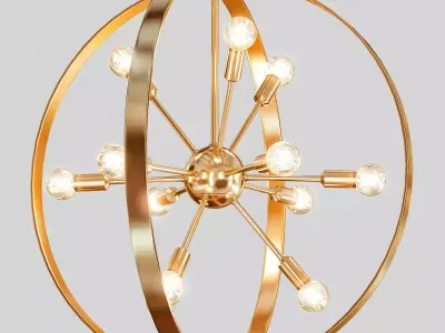 Warm Brass 12 Light Chandelier 3D model
