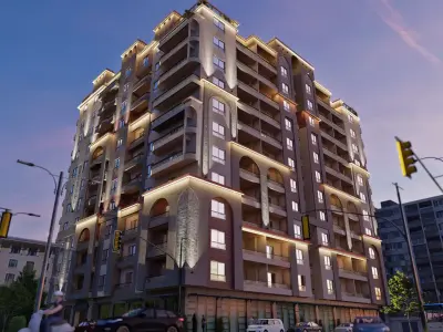 Modern Mediterranean-Style Residential Building 3D Model 3D model