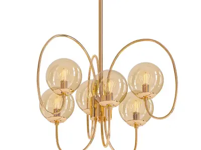 SCARLETT gold chandelier with five glass globes 3D model
