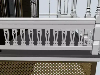 Baluster door handle with design 3D model