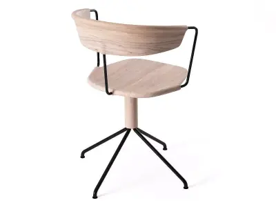 Uncino chair with metal frame and wooden seat 3D model