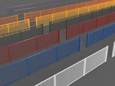 PBR Metal Fence 6 Low-poly 3D model