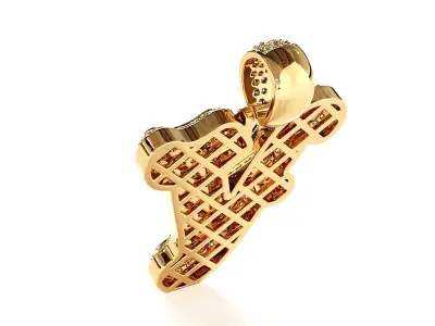 Tattoo fonts V alphabet pendent 3D print model