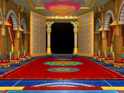 Ancient Indian Palace Ballroom 3D model