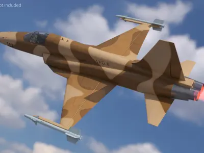  Sand Camo Jet Fighter with Wing Missiles 