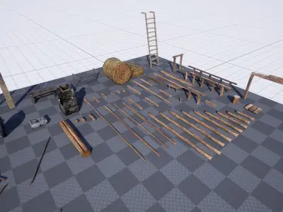 Wooden Shack  250 Assets Low-poly 3D model