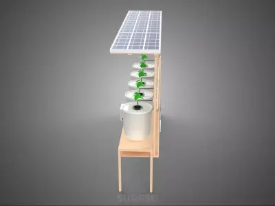 IOT SOLAR PANEL HYDROPONIC AEROPONIC PLANT DUTCH BUCKET SYSTEM 3D model