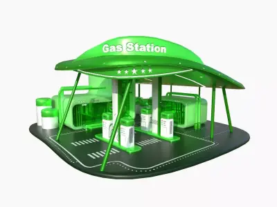 SciFi Gas Station A06 Green - Sci Fi Exterior Design Low-poly 3D model