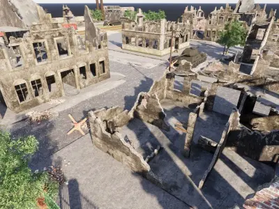 Ruined City WW2 1945 3D model