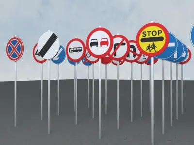 road traffic sings pack 3D model