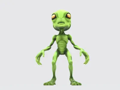 Green alien Low-poly 3D model