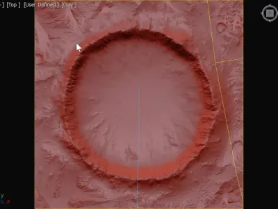 Mars Crater 8k realistic render Vray 3D model