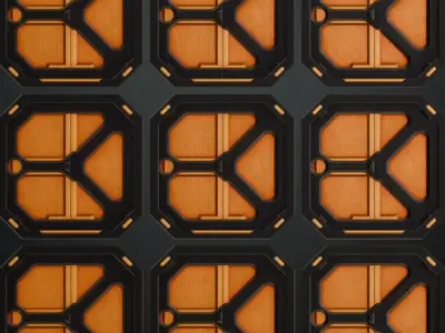 Orange Black Sci-Fi Door Transparent PBR Seamless Texture