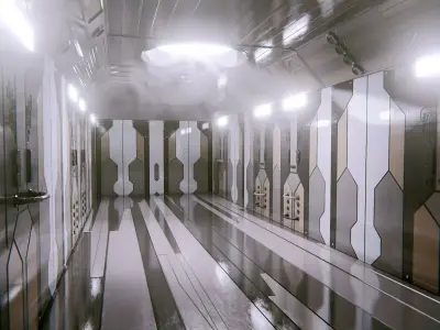 Sci Fi Corridor in Space Low-poly 3D model
