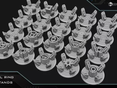 Green Lantern ring with levitating stand 3D print model