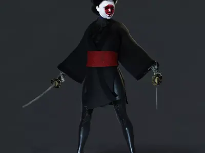 Geisha Assassin Character Low-poly 3D model