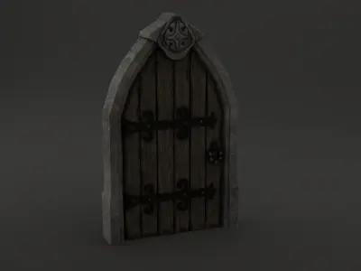 Medieval Door Stone Ornament Arched 3D Model Low-poly 3D model