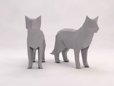 ORIGAMI---Cat polygonal dog Free low-poly 3D model
