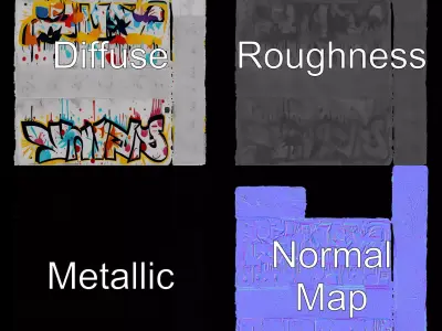 Colorful Graffiti Wall model pack Texture