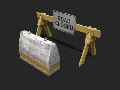 Barrier Pack Low-poly 3D model