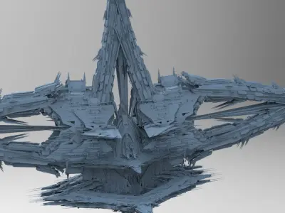 Spaceship Cloud fusion towers 3D model