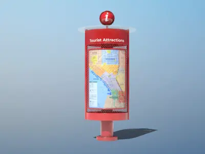 Wayfinding Kiosk Low-poly 3D model