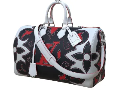 Louis Vuitton Keepall Bandouliere 40 Black White Low-poly 3D model