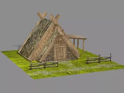 Medieval Viking House 08 Game Ready Low-poly 3D Model Low-poly 3D model
