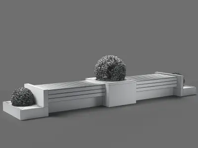 bench1150-5m wooden bench with plants 3D model