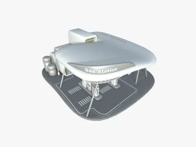 SciFi Gas Station A02 White Gray - Sci Fi Exterior Design Low-poly 3D model