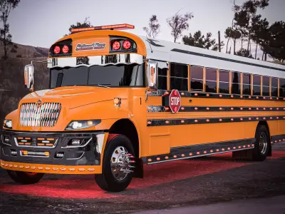 International School Bus Custom 3D model