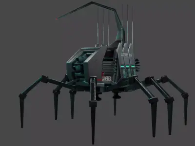 RoboSpider sci-fi spider Low-poly 3D model