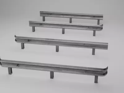 Road Fence  Low-poly 3D model