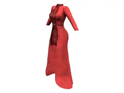 Overdress Gown with Belt Low-poly 3D model